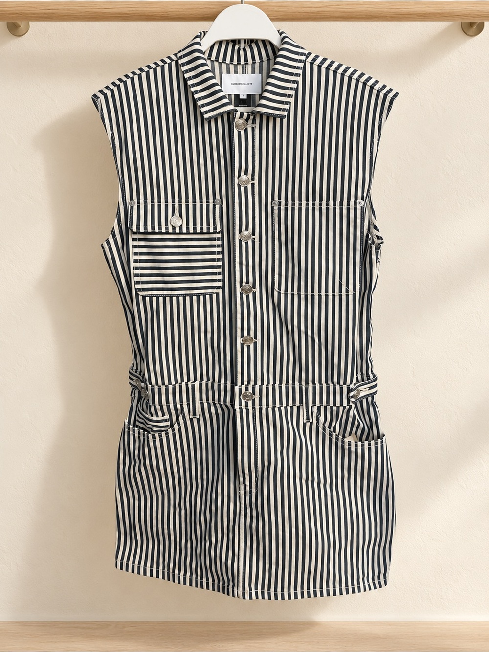 Current/Elliott Railroad Stripe Sleeveless Utility Romper Dress Size 3